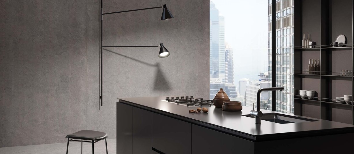 aragon concrete Brown tiles Modern style Kitchen