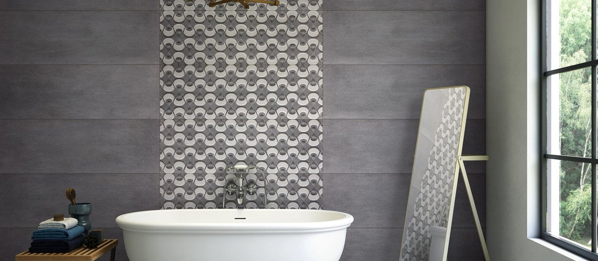 arora Grey and Mix tiles Modern style Bathroom