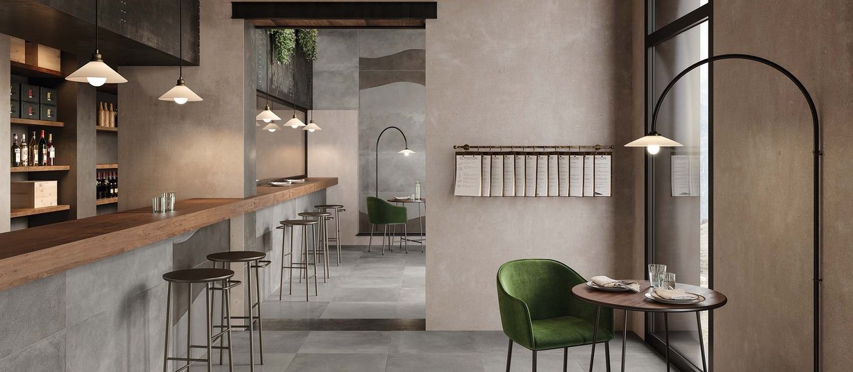 lava concrete Grey tiles Modern style Living