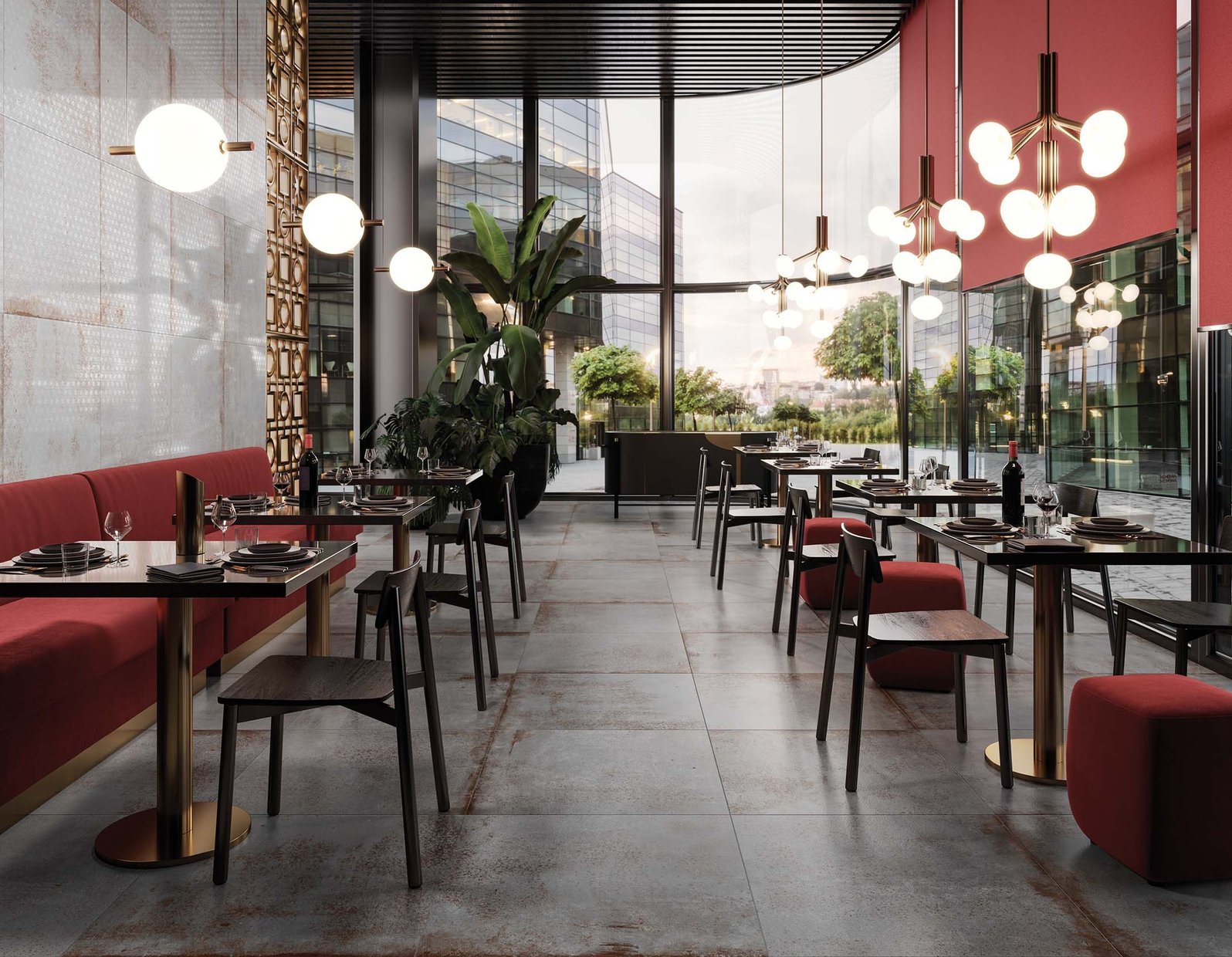 evoque metal Grey and White tiles Modern style Light Commercial