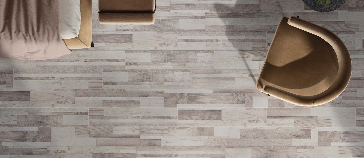 glamour wood Grey and White tiles Modern style Living