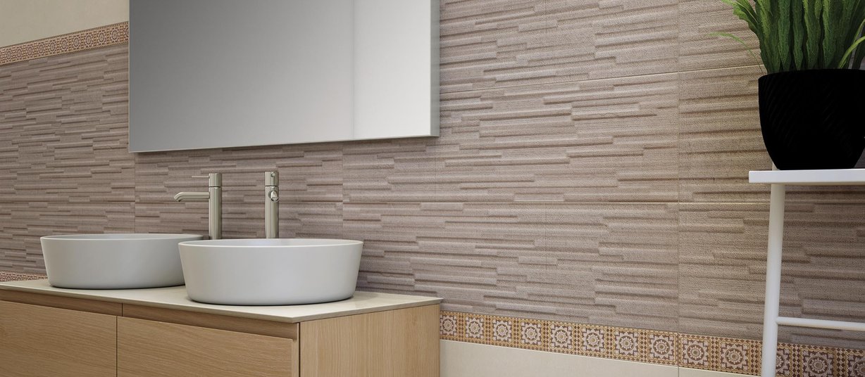 Segreto Beige tiles Modern style Bathroom