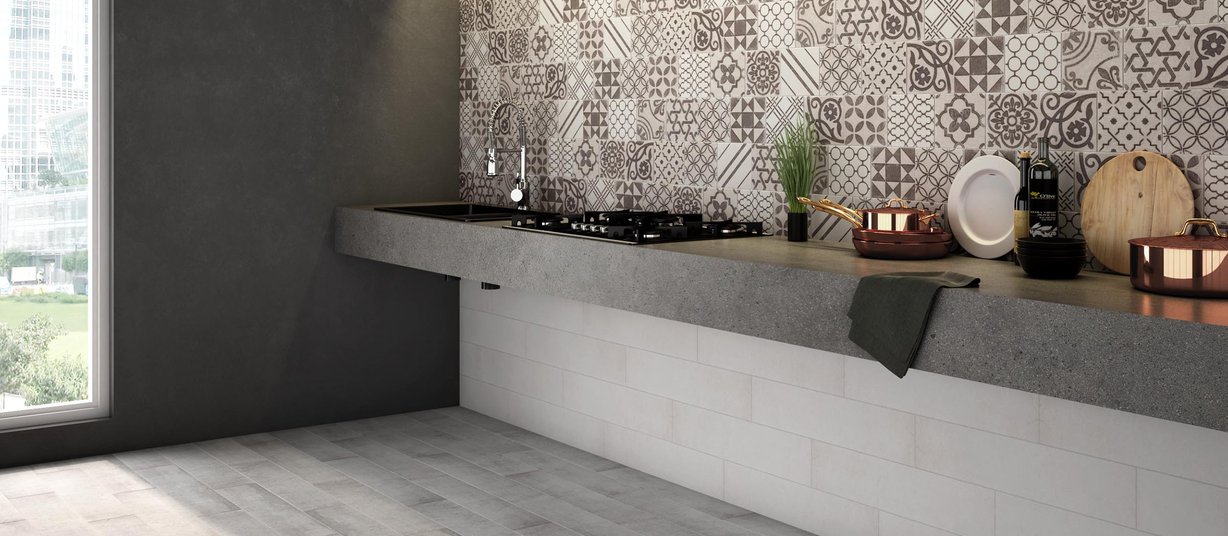 Cemento Grey tiles Modern style Living