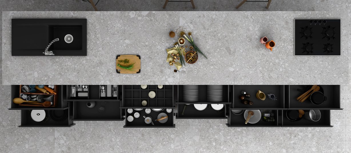 ceppo di gre' Grey tiles Modern style Kitchen