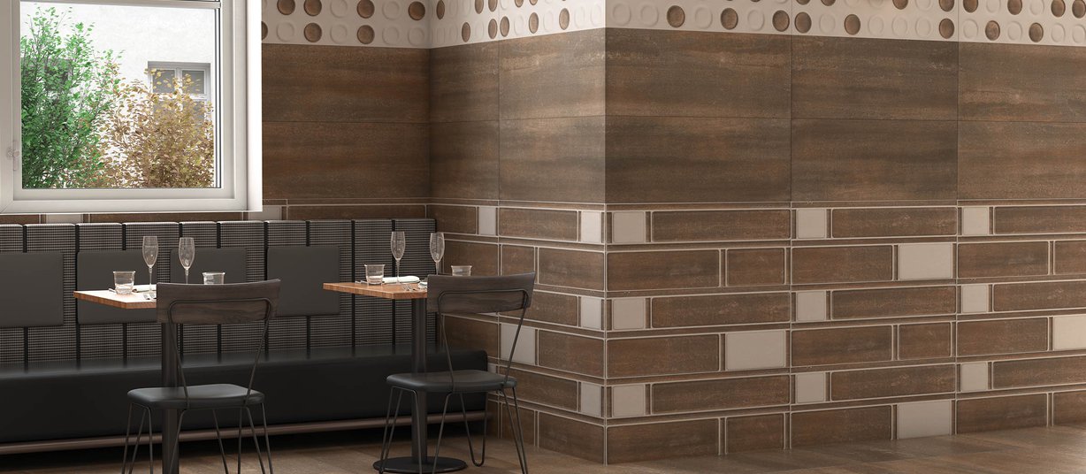 crust Brown and Ivory tiles Modern style Living